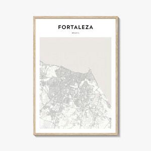 Póster con mapa de Fortaleza, impresión de mapa de Fortaleza, arte mural de viaje de Fortaleza, mapa personalizado de Fortaleza, Brasil