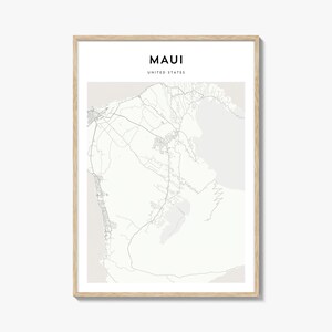 Cartaz do mapa de Maui, impressão do mapa de Maui, arte de parede de viagem de Maui, mapa personalizado de Maui, Estados Unidos