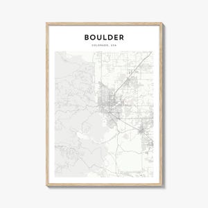 Affiche de carte Boulder, impression de carte Boulder, art mural voyage Boulder, carte personnalisée Boulder, Colorado