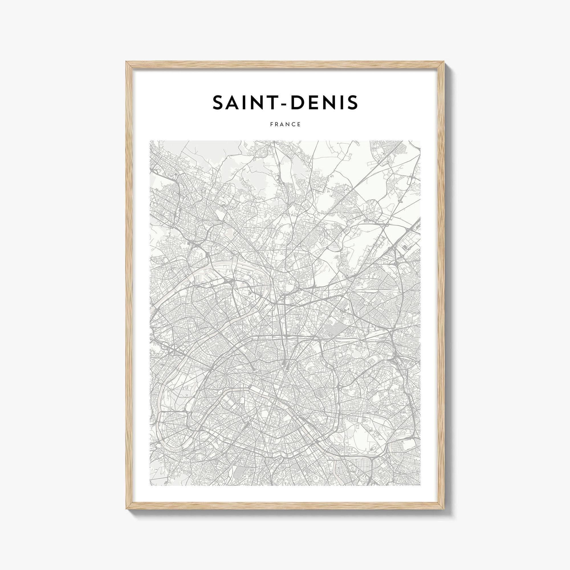 Saint-Denis Map Poster, Saint-Denis Map Print, Saint-Denis Travel Wall Art, Saint-Denis Personalized Map, France
