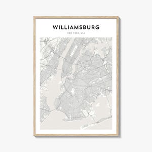 Williamsburg New York Karte Poster, Williamsburg Karte Drucken, Williamsburg Reisewandkunst, Williamsburg personalisierte Karte,