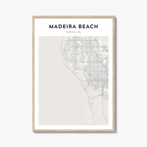 Kaart poster Madeira Beach, kaart print Madeira Beach, Madeira Beach Travel Wall Art, gepersonaliseerde kaart Madeira Beach, Florida
