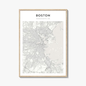 Cartaz do mapa de Boston, impressão do mapa de Boston, arte de parede de viagem de Boston, mapa personalizado de Boston, Massachusetts