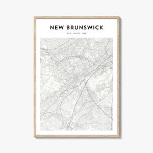 New Brunswick Map Poster, New Brunswick Map Print, New Brunswick Travel Wall Art, New Brunswick Personalized Map, New Jersey