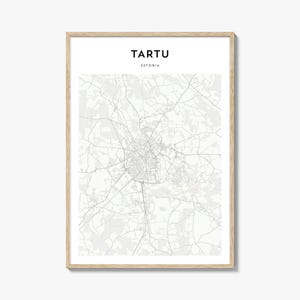 Tartu Map Poster, Tartu Map Print, Tartu Travel Wall Art, Tartu Personalized Map, Estonia