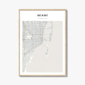 Miami Map Poster, Miami Map Print, Miami Travel Wall Art, Miami Personalized Map, Florida