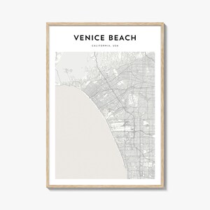 Cartaz do mapa de Venice Beach, impressão do mapa de Venice Beach, arte de parede de viagem de Venice Beach, mapa personalizado de Venice Beach, Califórnia