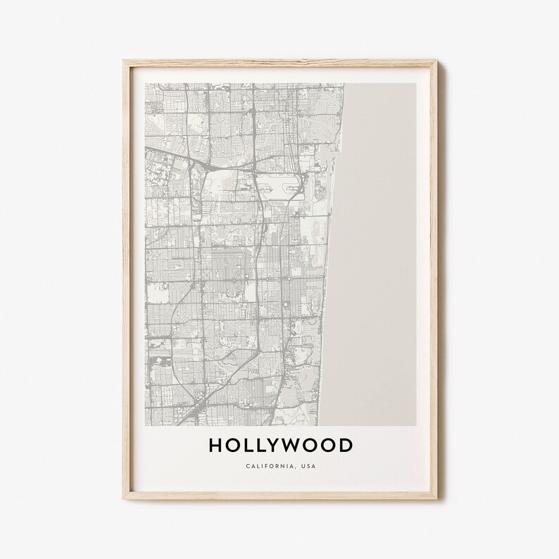 Map of Hollywood Hollywood Map Print Hollywood Map Poster - Etsy