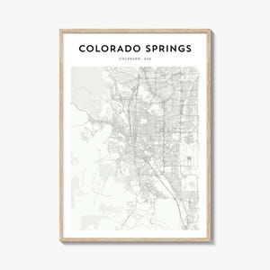 Affiche de carte de Colorado Springs, impression de carte de Colorado Springs, art mural de voyage de Colorado Springs, carte personnalisée de Colorado Springs, Colorado