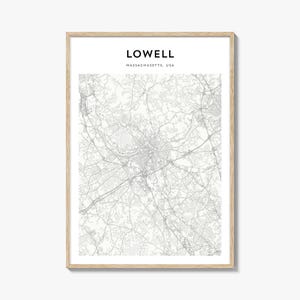Lowell Map Poster, Lowell Map Print, Lowell Travel Wall Art, Lowell Personalized Map, Massachusetts