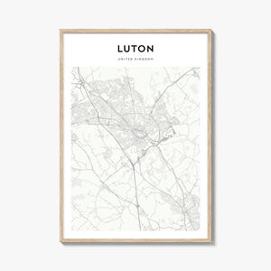 Luton Karte Poster, Luton Karte Druck, Luton Reisewandkunst, Luton Reisewandkunst, personalisierte Karte, Vereinigtes Königreich