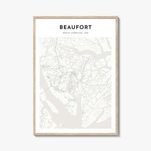 Beaufort Map Poster, Beaufort Map Print, Beaufort Travel Wall Art, Beaufort Personalized Map, South Carolina