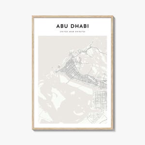 Cartaz do mapa de Abu Dhabi, impressão do mapa de Abu Dhabi, arte de parede de viagem de Abu Dhabi, mapa personalizado de Abu Dhabi, Emirados Árabes Unidos