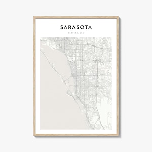 Sarasota Map Poster, Sarasota Map Print, Sarasota Travel Wall Art, Sarasota Personalized Map, Florida