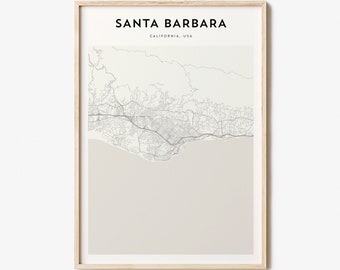 Santa Barbara Map Poster, Santa Barbara Map Print, Santa Barbara Personalized Map Art, Santa Barbara Wall Art, Travel Poster, Travel Gift