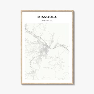 Cartaz do mapa de Missoula, impressão do mapa de Missoula, arte de parede de viagem de Missoula, mapa personalizado de Missoula, Montana