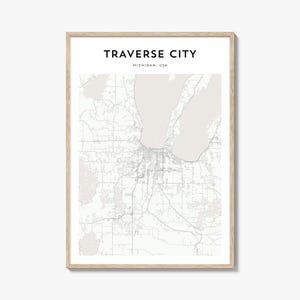 Traverse City Map Poster, Traverse City Map Print, Traverse City Travel Wall Art, Traverse City Personalized Map, Michigan