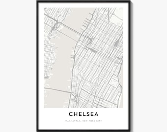 Chelsea Map Poster, Minimalist City Print, Manhattan Wall Art
