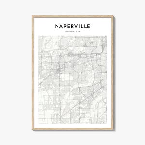 Affiche de carte de Naperville, impression de carte de Naperville, art mural voyage Naperville, carte personnalisée Naperville, Illinois