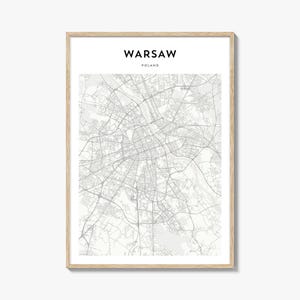 Cartaz do mapa de Varsóvia, impressão do mapa de Varsóvia, arte de parede de viagem de Varsóvia, mapa personalizado de Varsóvia, Polônia