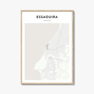 Affiche de carte d'Essaouira, impression de carte d'Essaouira, art mural voyage Essaouira, carte personnalisée Essaouira, Maroc