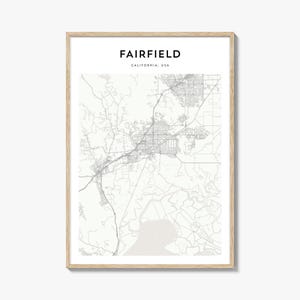 Fairfield Map Poster, Fairfield Map Print, Fairfield Travel Wall Art, Fairfield Personalized Map, California