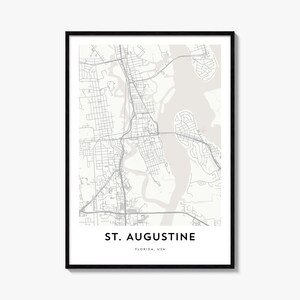 St. Augustine Map Poster, Minimalist City Print, Florida Wall Art