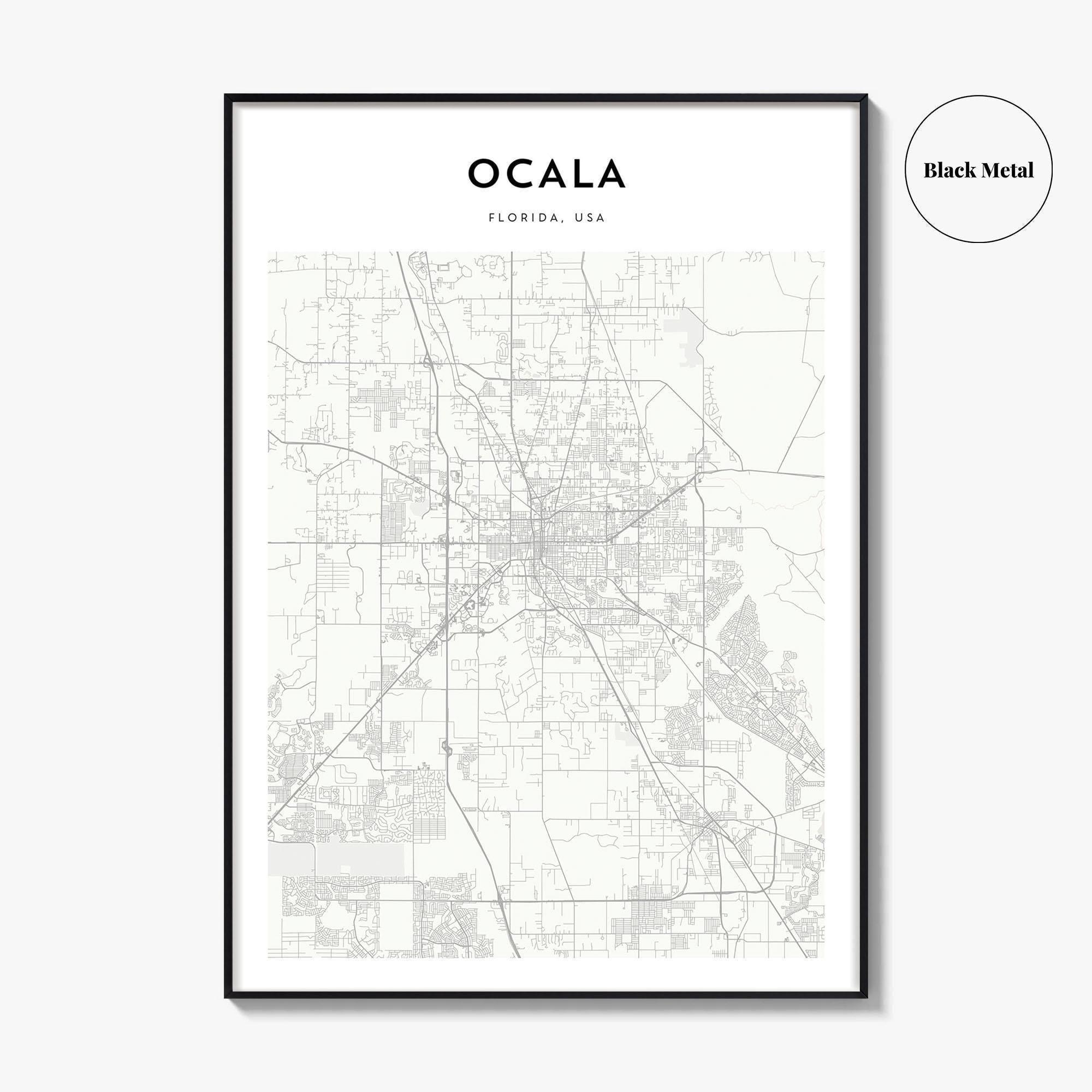 オカラの地図プリント、フロリダのポスター、アメリカの壁アート