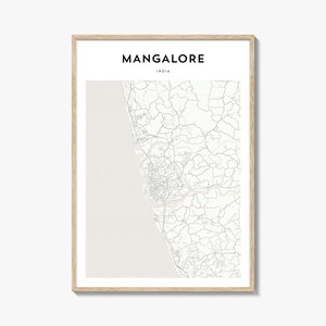 Cartaz do mapa de Mangalore, impressão do mapa de Mangalore, arte de parede de viagem de Mangalore, mapa personalizado de Mangalore, Índia