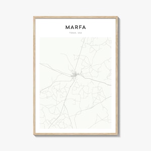 Marfa Map Poster, Marfa Map Print, Marfa Travel Wall Art, Marfa Personalized Map, Texas