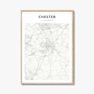Chester Map Poster, Chester Map Print, Chester Travel Wall Art, Chester Personalized Map, United Kingdom