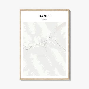 Cartaz do mapa de Banff, impressão do mapa de Banff, arte de parede de viagem de Banff, mapa personalizado de Banff, Canadá