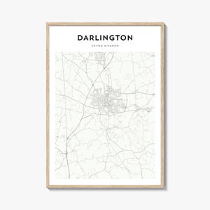 Darlington Karte Poster, Darlington Karte Druck, Darlington Reisewandkunst, Darlington personalisierte Karte, Vereinigtes Königreich