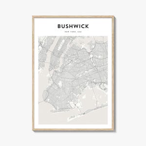 Bushwick Karte Poster, Bushwick Karte Druck, Bushwick Reisewandkunst, Bushwick personalisierte Karte, New York