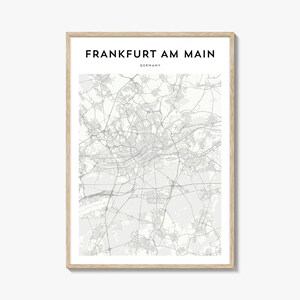 Póster con mapa de Frankfurt am Main, impresión de mapa de Frankfurt am Main, arte mural de viaje de Frankfurt am Main, mapa personalizado de Frankfurt am Main, Alemania