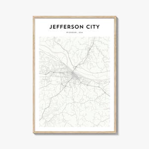 Jefferson City Map Poster, Jefferson City Map Print, Jefferson City Travel Wall Art, Jefferson City Personalized Map, Missouri