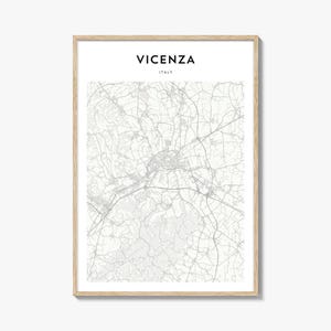 Vicenza Map Print, Veneto Poster, Italy Wall Art, Italia Custom Street Decor