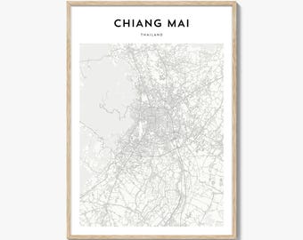 Chiang Mai Map Poster, Chiang Mai Map Print, Chiang Mai Travel Wall Art, Chiang Mai Personalized Map, Thailand