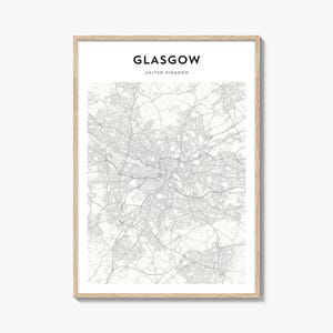 Glasgow Map Poster, Glasgow Map Print, Glasgow Travel Wall Art, Glasgow Personalized Map, United Kingdom