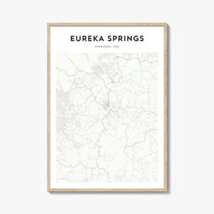 Affiche de carte d'Eureka Springs, impression de carte d'Eureka Springs, art mural voyage Eureka Springs, carte personnalisée Eureka Springs, Arkansas