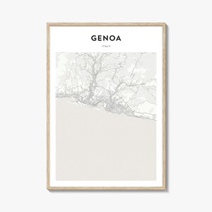Pôster de mapa de Gênova, impressão de mapa de Gênova, arte de parede de viagem de Gênova, mapa personalizado de Gênova, Itália