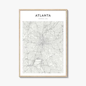 Atlanta Map Poster, Atlanta Map Print, Atlanta Travel Wall Art, Atlanta Personalized Map, Georgia