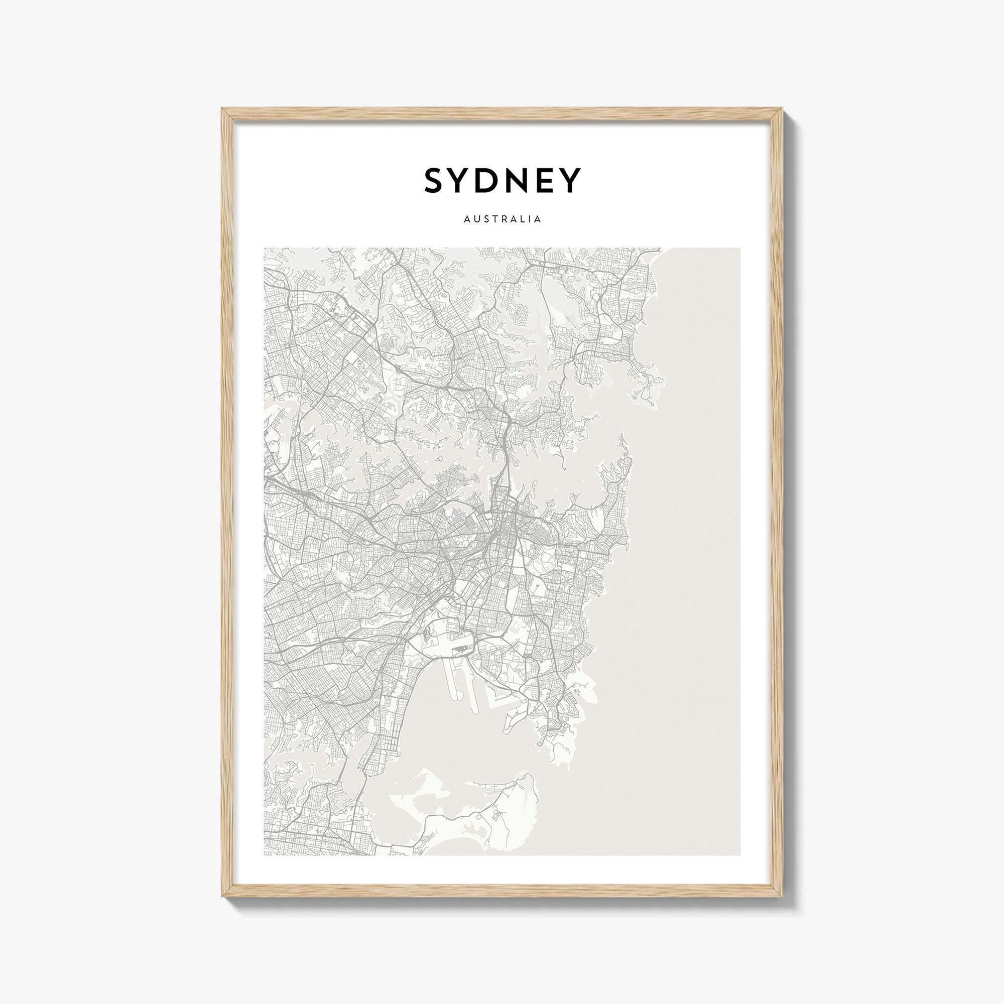 Sydney Map Poster, Sydney Map Print, Sydney Travel Wall Art, Sydney Personalized Map, Australia