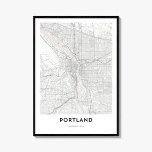 Plakat z mapą Portland, minimalistyczny wydruk miejski, sztuka uliczna w Oregonie, dekoracja podróżna