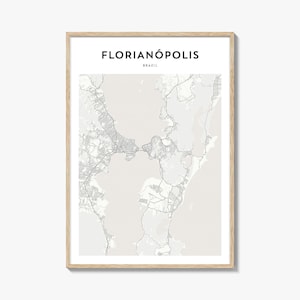 Florianopolis Map Print, Brazil Poster, Santa Catarina Wall Art, Floripa Custom Street Decor