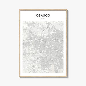 Cartel del mapa de Osasco, impresión del mapa de Osasco, arte de la pared de viaje de Osasco, mapa personalizado de Osasco, Brasil