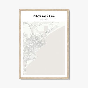 Cartaz do mapa de Newcastle, Austrália, impressão do mapa de Newcastle, arte de parede de viagem de Newcastle, mapa personalizado de Newcastle