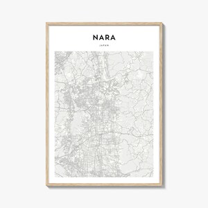 Cartaz do mapa de Nara, impressão do mapa de Nara, arte de parede de viagem de Nara, mapa personalizado de Nara, Japão