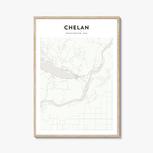 Chelan Karte Poster, Chelan Karte Druck, Chelan Reisewandkunst, Chelan personalisierte Karte, Washington
