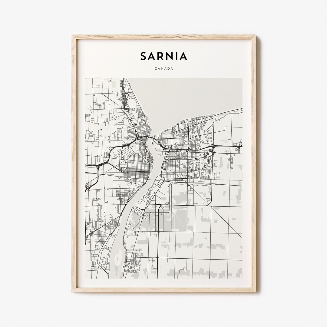 Sarnia Custom Black Map Sarnia Map Sarnia Print Sarnia Wall Etsy